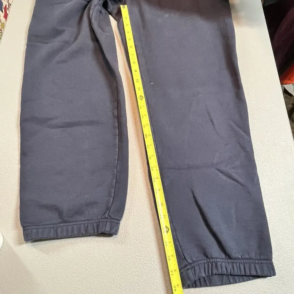 LL Bean Fleece Sweatpants Joggers Size XL Zipper Fly Pocket Blue Athletic 508146